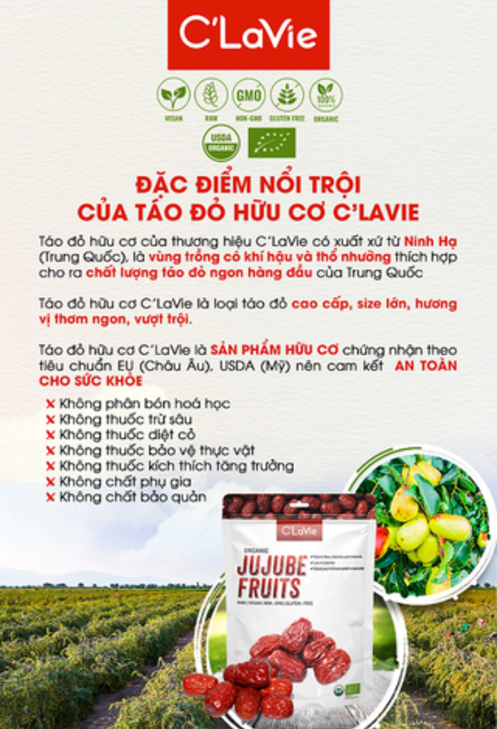 Táo đỏ hữu cơ C'LaVie 450g
