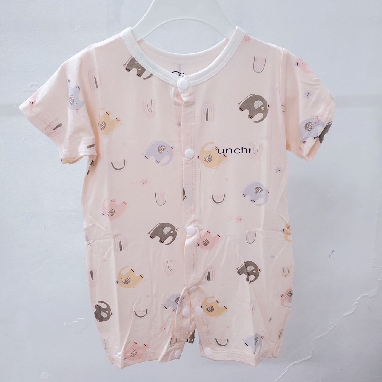 Unchi Bộ body đùi cộc tay mùa hè áo liền quần cúc cài giữa vải thun lạnh mát cho bé trai gái 0- 9 tháng
