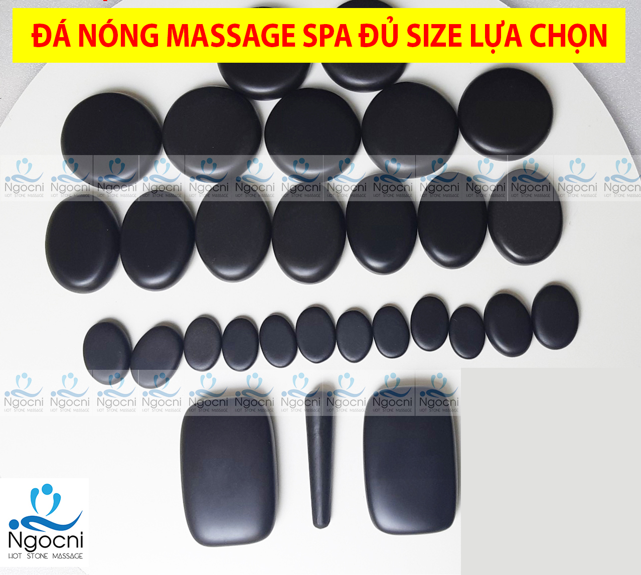 Đá nóng massage spa nhiều size - Đá núi lửa - Đá mát xa