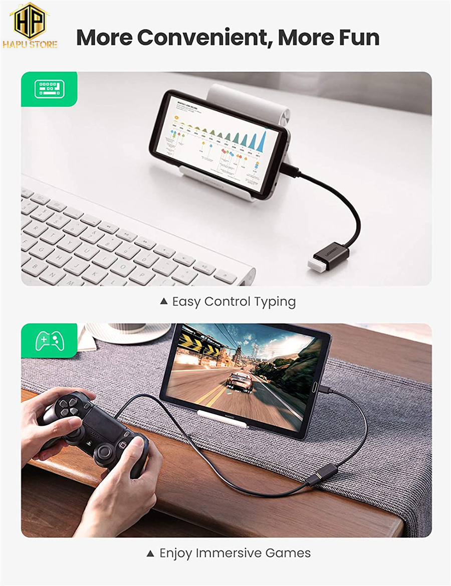 Cáp OTG USB To Micro USB Ugreen 10821 chính hãng - HapuStore