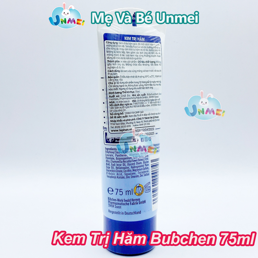 [HCM]Kem Chữa Hăm Bubchen Tuýp 75ml Hàng Đức Cho Bé