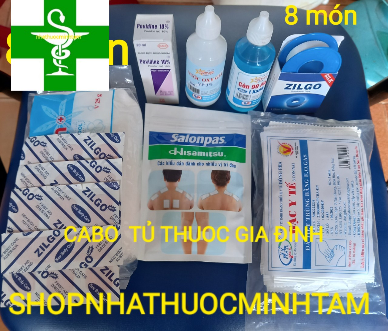 BỘ DỤNG CỤ SƠ CIU ( TỦ THUOC ) GIA ĐÌNH 8 MÓN