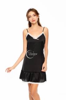 Dreamy- VS15- váy ngủ lụa cao cấp, váy ngủ nữ dáng suông trơn cổ tim 2 dây đuôi cá có 3 màu trắng đen và xám thumbnail