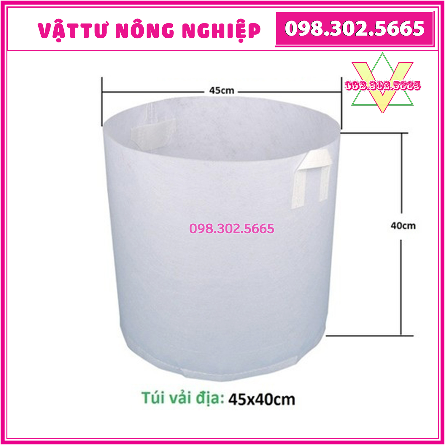 Combo 10 Túi vải địa ươm, trồng cây Kích thước 45x40cm có quai xách - Chậu vải địa không dệt
