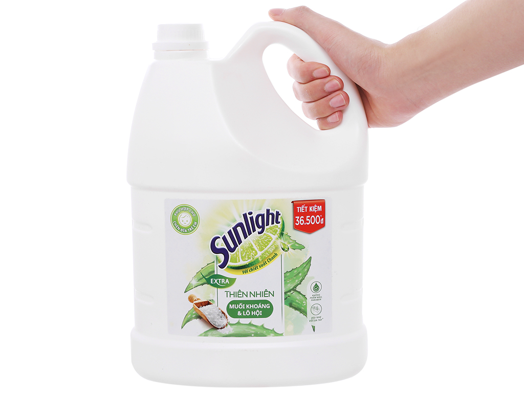 Nước rửa chén Sunlight Extra 3.6kg -thiên nhiên muối khoáng và lô hội