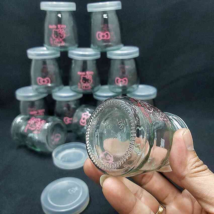 Hũ Thủy Tinh Đựng Sữa Chua 100ML (combo 12 cái) trụ tròn in logo - nắp nhựa – Hủ Yaourt Thủy Tinh - Lọ Đựng Sữa Chua - Hũ Thủy Tinh 100ML