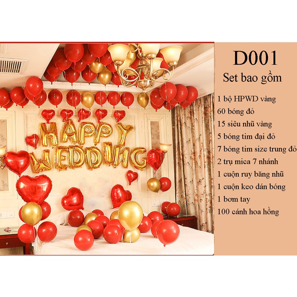 Set bóng trang trí phòng cưới d001,b001,b002 hot năm 2021