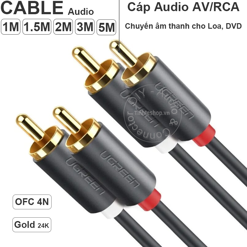 Cáp AV 2 đầu bông sen Ugreen AV104 1.5M đến 5M - Dây 2 đầu AV cho Loa Âm ly