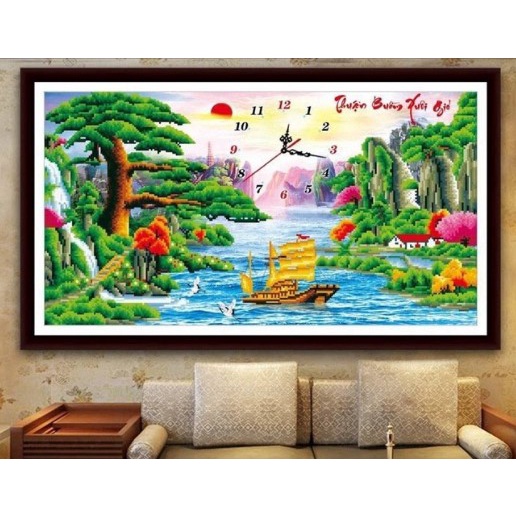 Tranh đính đá mẫu mới thuận buồm xuôi gió 80x50cm