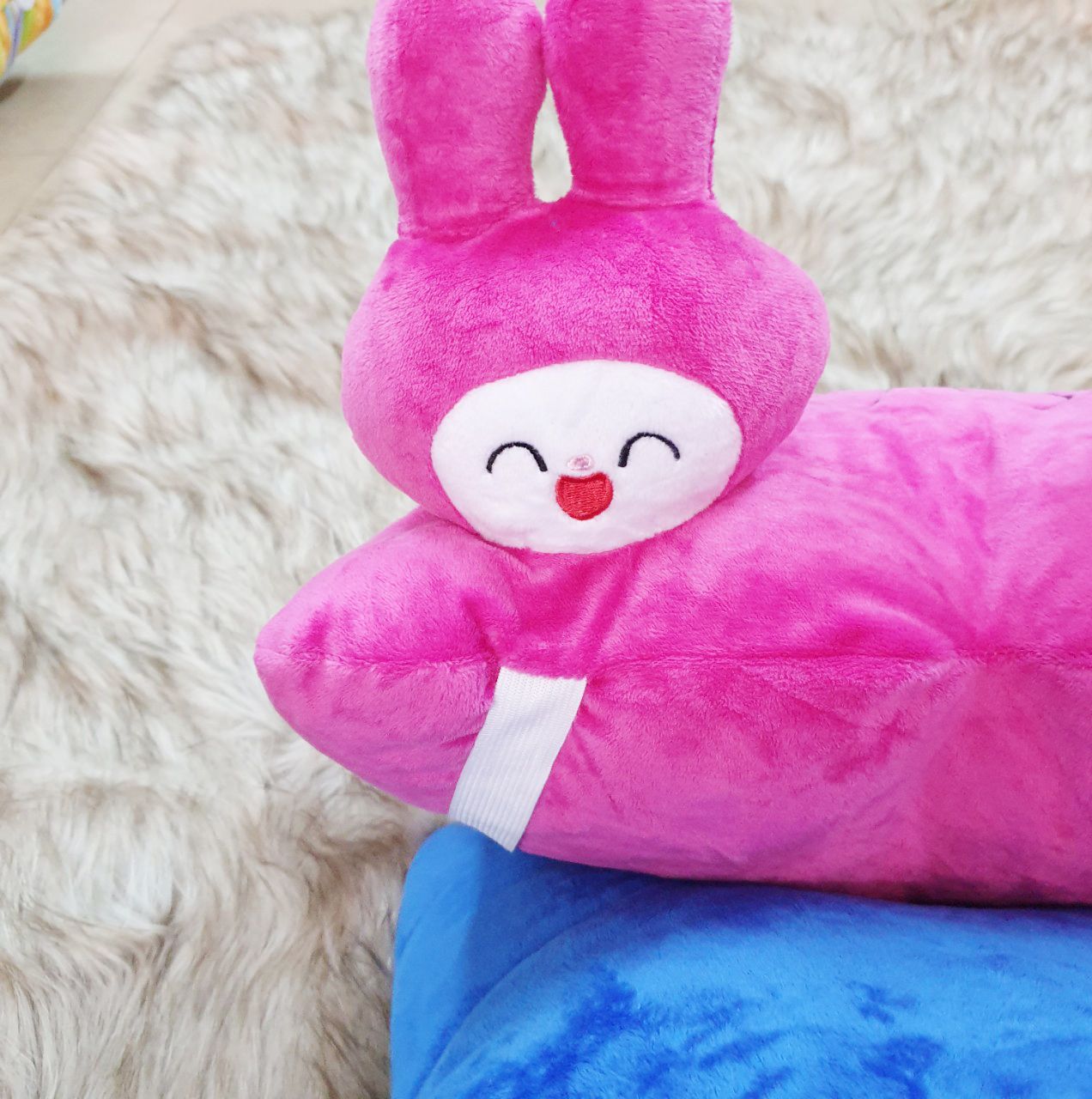 Gối Đi Xe Máy Cho Bé 2 Đầu Thú Thỏ Hồng