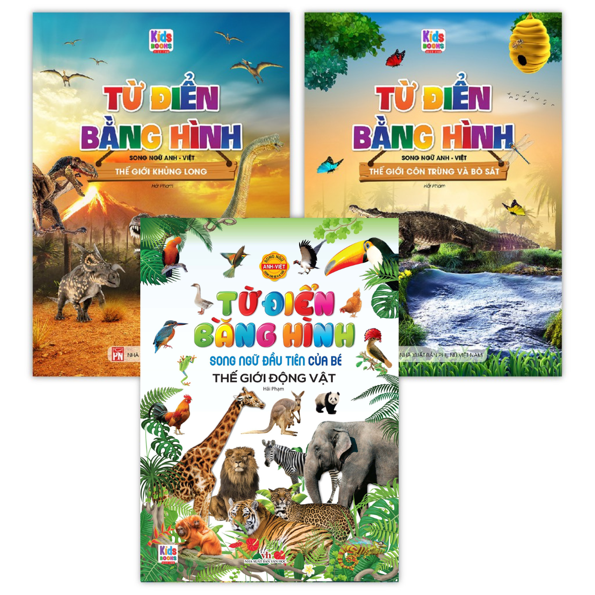 Sách - combo từ điển bằng hình thế giới khủng long - động vật - côn trùng và bò sát