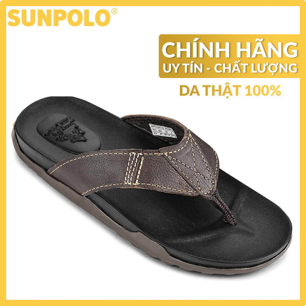 Dép kẹp nam da bò Dép xỏ ngón SUNPOLO KEP013