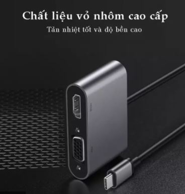 Cáp chuyển USB Type-c ra 2 cổng HDMI/ VGA thương hiệu Stadaz