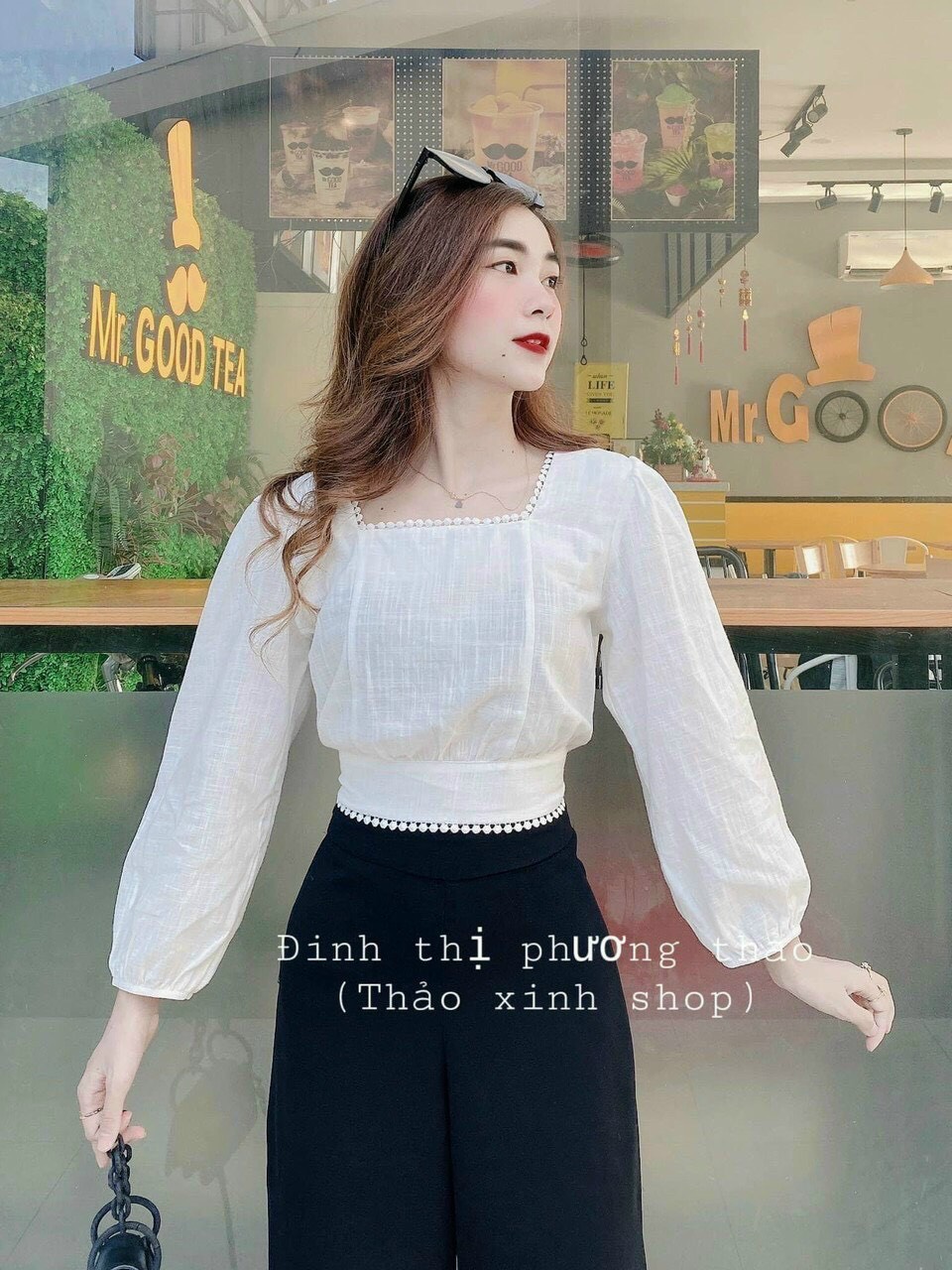 💋ÁO KIỂU PHỐI REN THẮT NƠ SAU