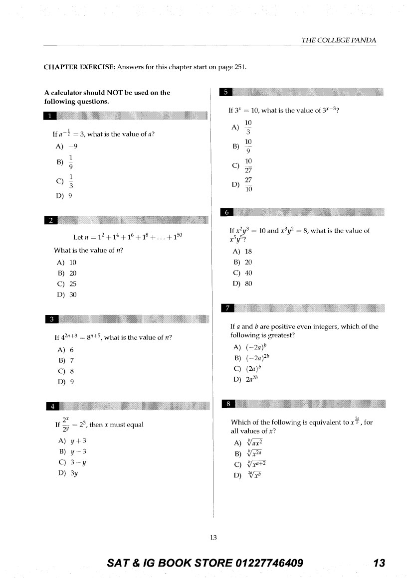 The College Panda's SAT Math Advanced Guide and Workbook 2nd edition  (Sách đen trắng)