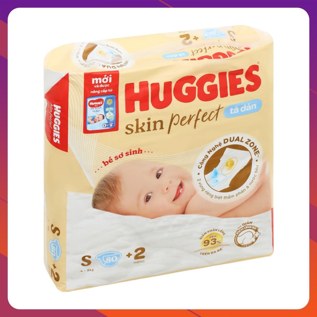Tã/Bỉm Dán Sơ Sinh Huggies S80+2 (4-8kg)