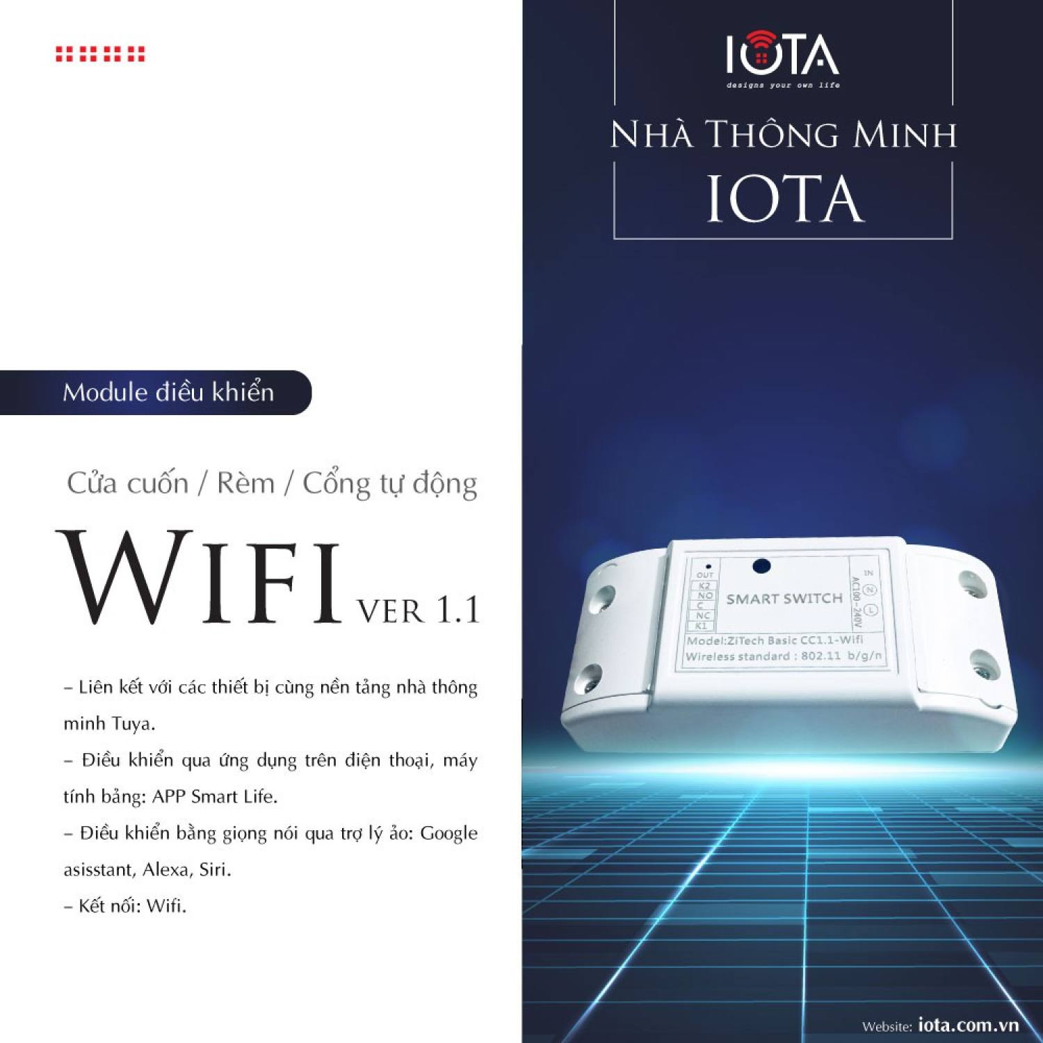 Module điều khiển Cửa cuốn/Cổng tự động Zitech basic 2.0 kết nối Wifi-Bluetooth