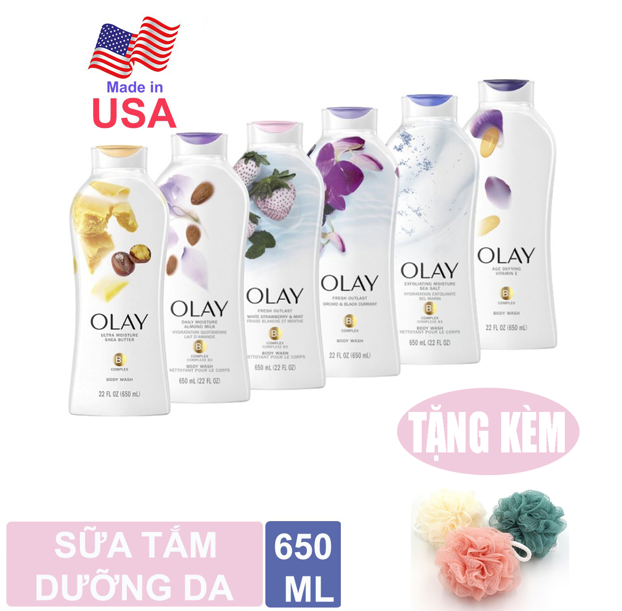 [Hàng Mỹ 100%] Sữa tắm dưỡng thể Olay 650ml