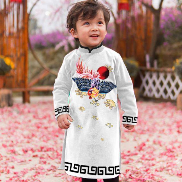 Áo dài chim phụng cho bé trai