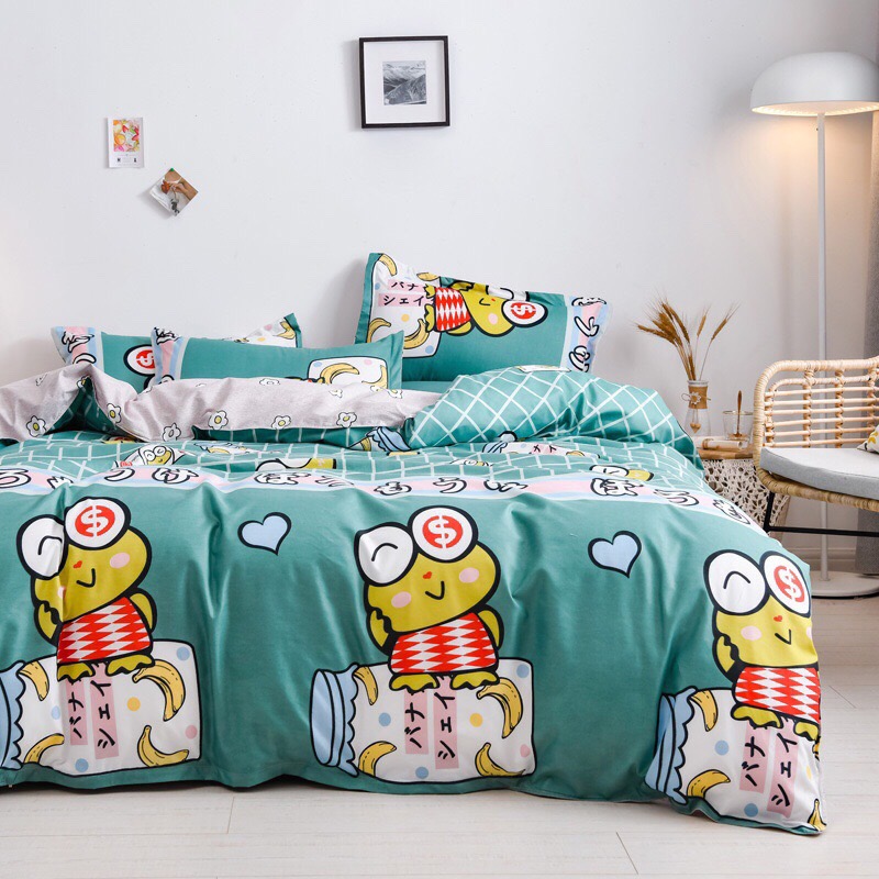 Trọn Bộ 4 Món Cotton Poly Nhập Mẫu ẾCH CHUỐI dễ thương