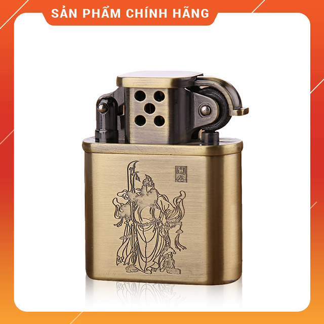 Vỏ Bật Lửa Hộp Quẹt Xăng Đá Độc Lạ Dolphin HY676 Khắc Quan Vũ Đẹp Độc Lạ - Dùng Xăng Bấc Đá Cao Cấp (KHÔNG XĂNG KHÔNG GAS)