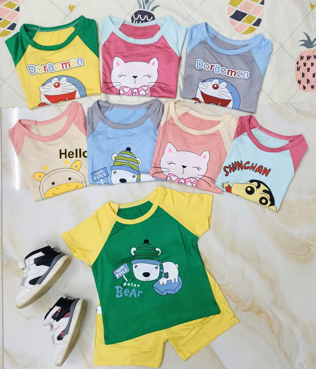 Bộ thun lạnh phối màu hình thú đùi cho bé T2LM8