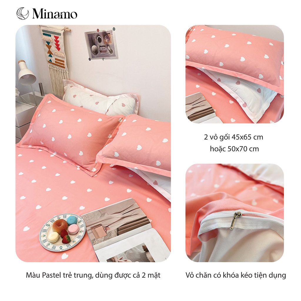 Bộ vỏ chăn ga gối cotton poly 3D, drap giường, ra nệm hiện đại, trẻ trung, bo chun miễn phí - Minamo B04.4