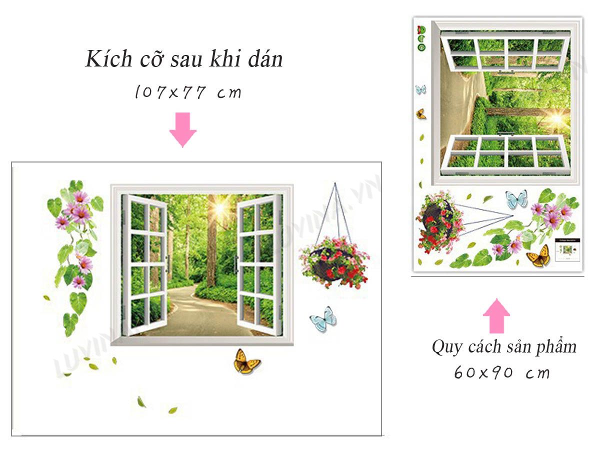 [HCM]DECAL DÁN TƯỜNG CỬA SỔ RỪNG CÂY XANH