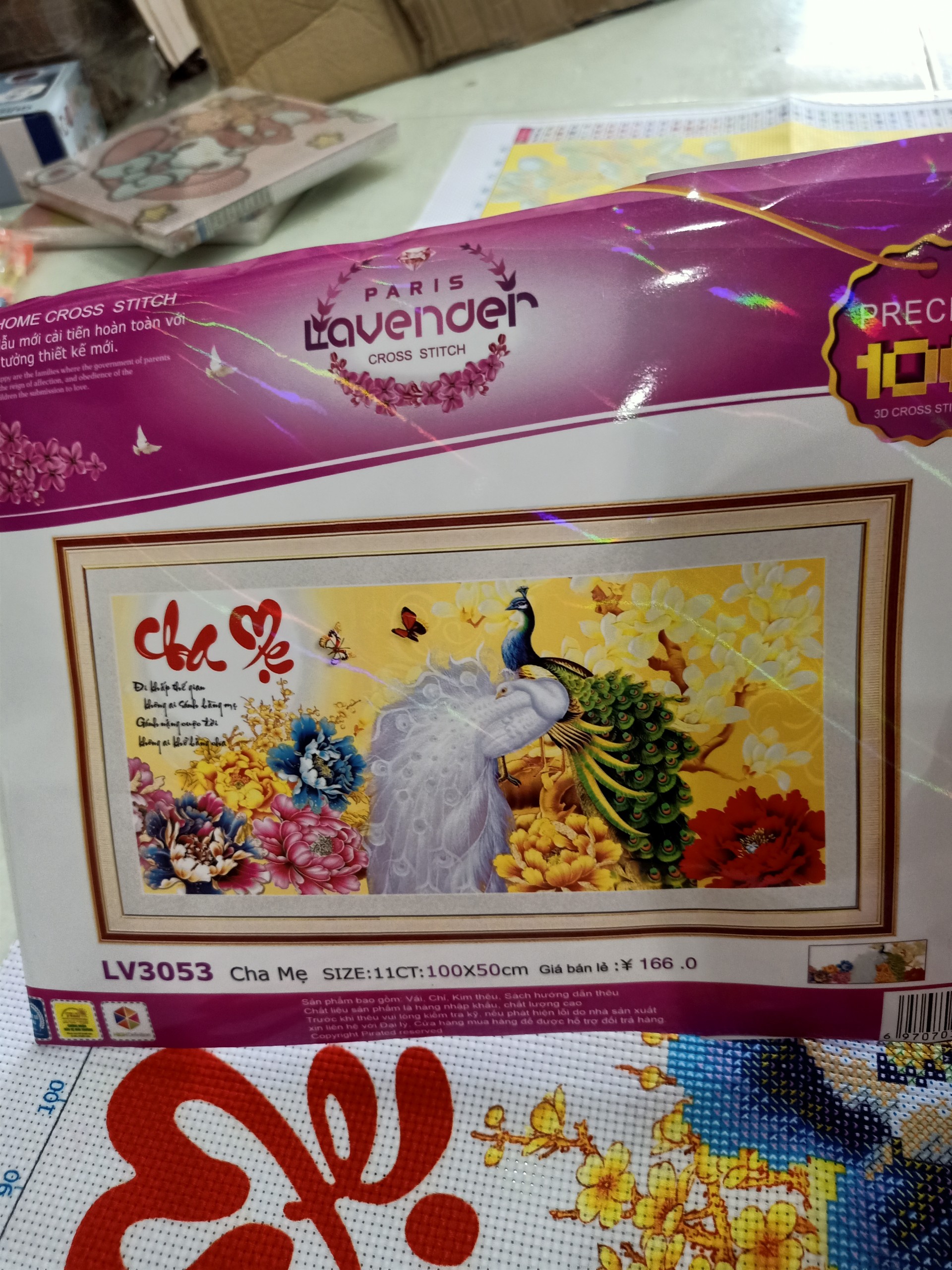 Tranh thêu chữ thập đồng hồ cha mẹ lv3065 kt84x43cm