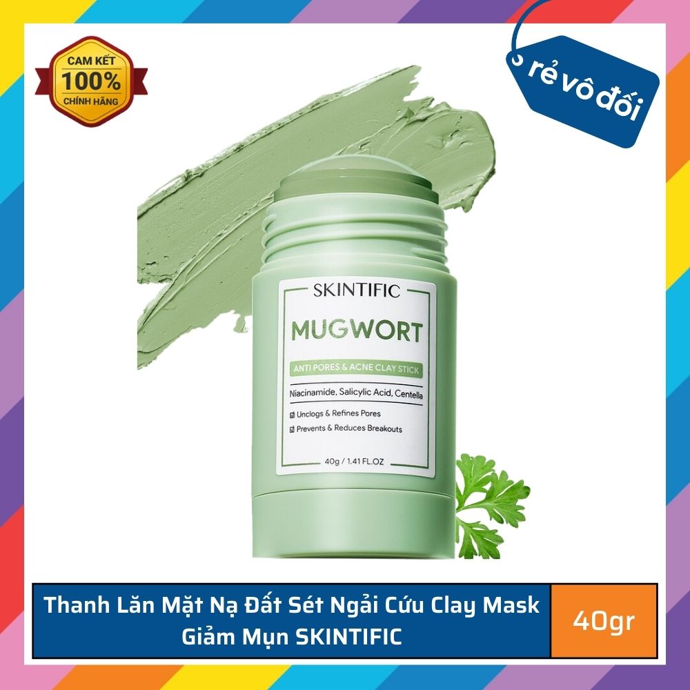 Thanh Lăn Mặt Nạ Đất Sét SKINTIFIC Ngải Cứu / Tro Núi Lửa Alaska 40gr