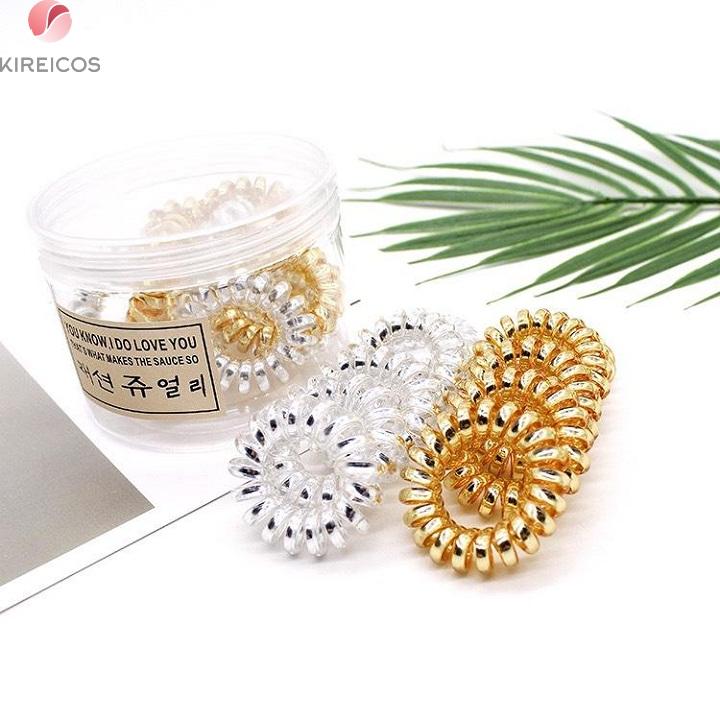 Hộp 10 dây cột tóc buộc tóc nhựa xoắn 2 màu