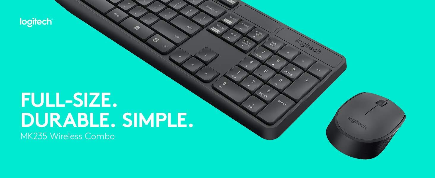 Bộ bàn phím và chuột không dây Logitech Mk235 (Đen)