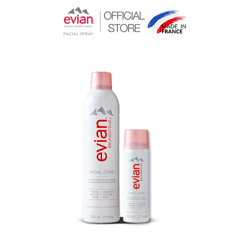 [DATE 2/2027] Combo 2 xịt khoáng cấp ẩm và làm dịu da Evian 300ml + 50ml