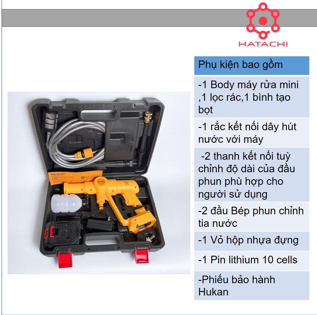 [FreeshipMAX] Máy rửa xe pin Hukan - Máy rửa xe pin Hukan