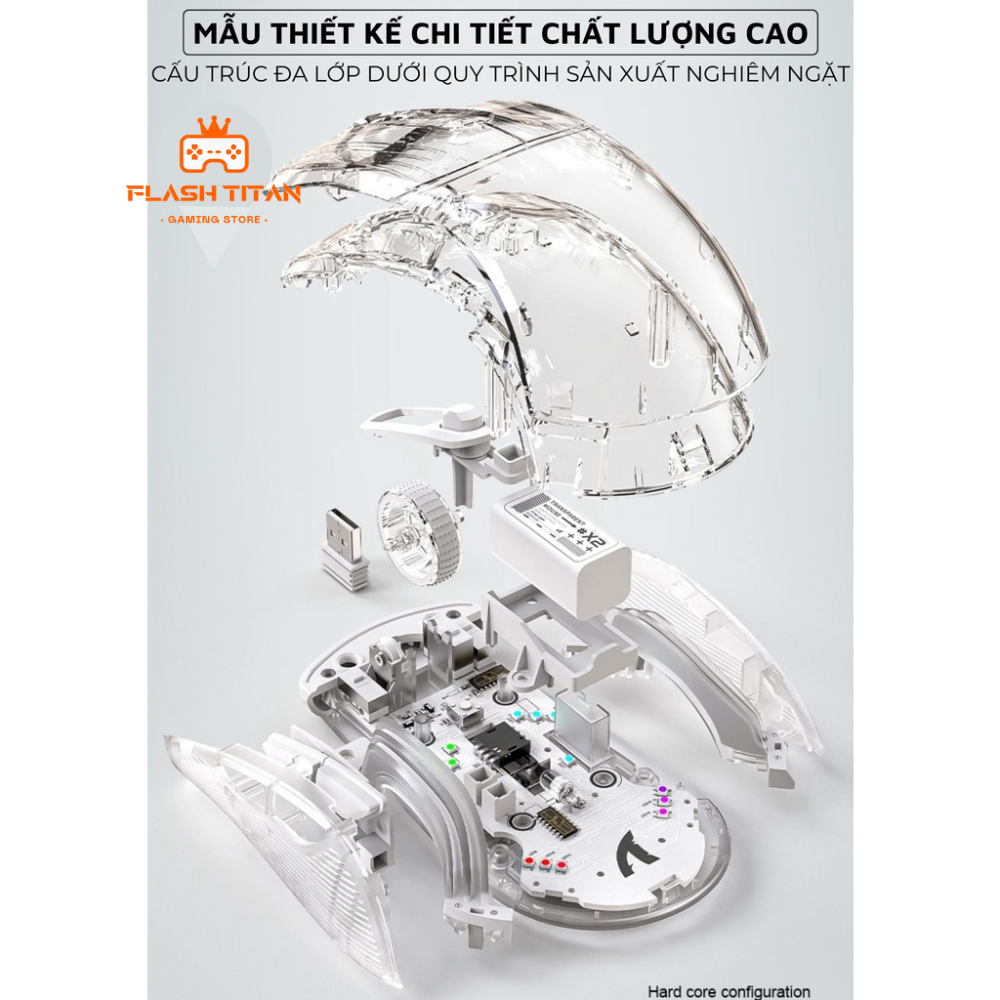 Chuột gaming dành cho máy tính X2 Pro - Thiết kế trong suốt độc lạ kèm nhiều chế độ đèn led RGB - Có phiên bản không dây