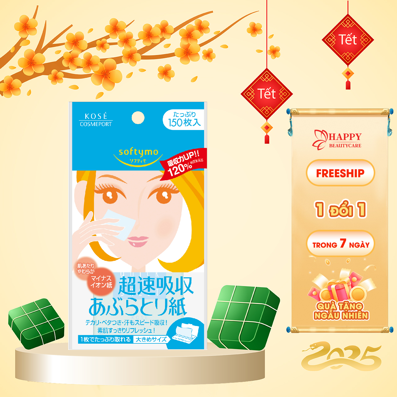 Giấy Thấm Dầu Nhanh Softymo Quick Oil Off Sheet ( 150 Miếng )