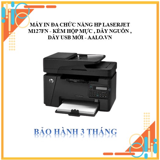 MÁY IN ĐA CHỨC NĂNG HP LASERJET M127FN - KÈM HỘP MỰC , DÂY NGUỒN , DÂY USB MỚI - AALO.VN