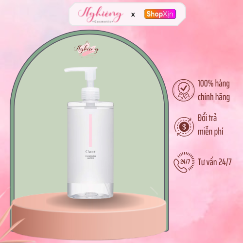 Nước tẩy trang Chacott Cleansing Water 500ml Nhật Bản Chính hãng - Tẩy trang cho da nhạy cảm, da dầu mụn - Làm sạch da, dịu da Nghiêng Cosmetic