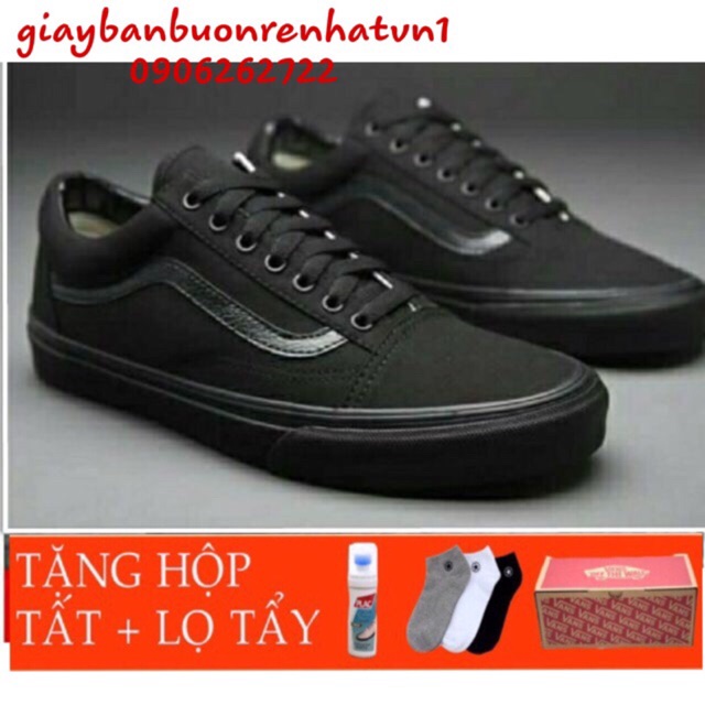 [TẶNG HỘP + TẤT ] giày thể thao nam nữ vans old skool đen full