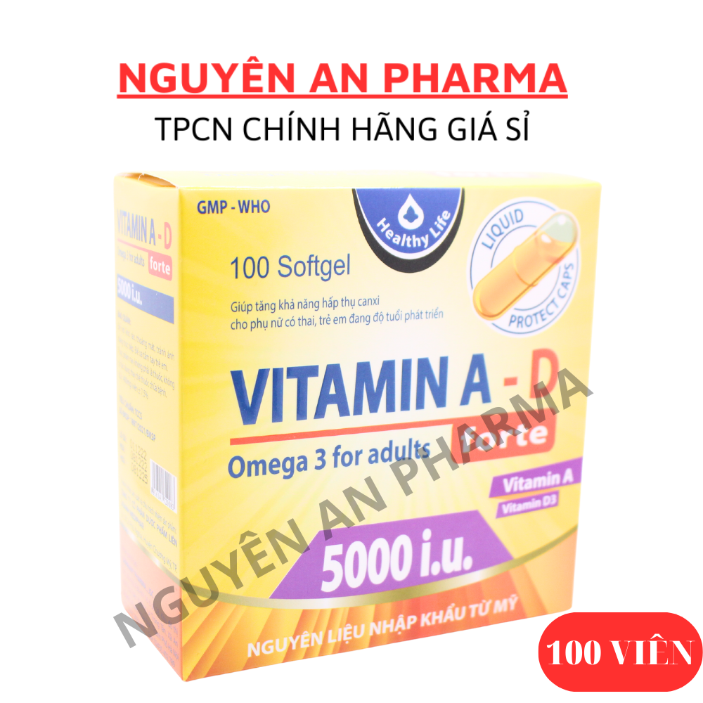 Viên uống VITAMIN A D bổ sung vitamin A sáng mắt, Vitamin D hỗ trợ phát triển chiều cao, chắc khỏe xương - Hộp 100 Viên