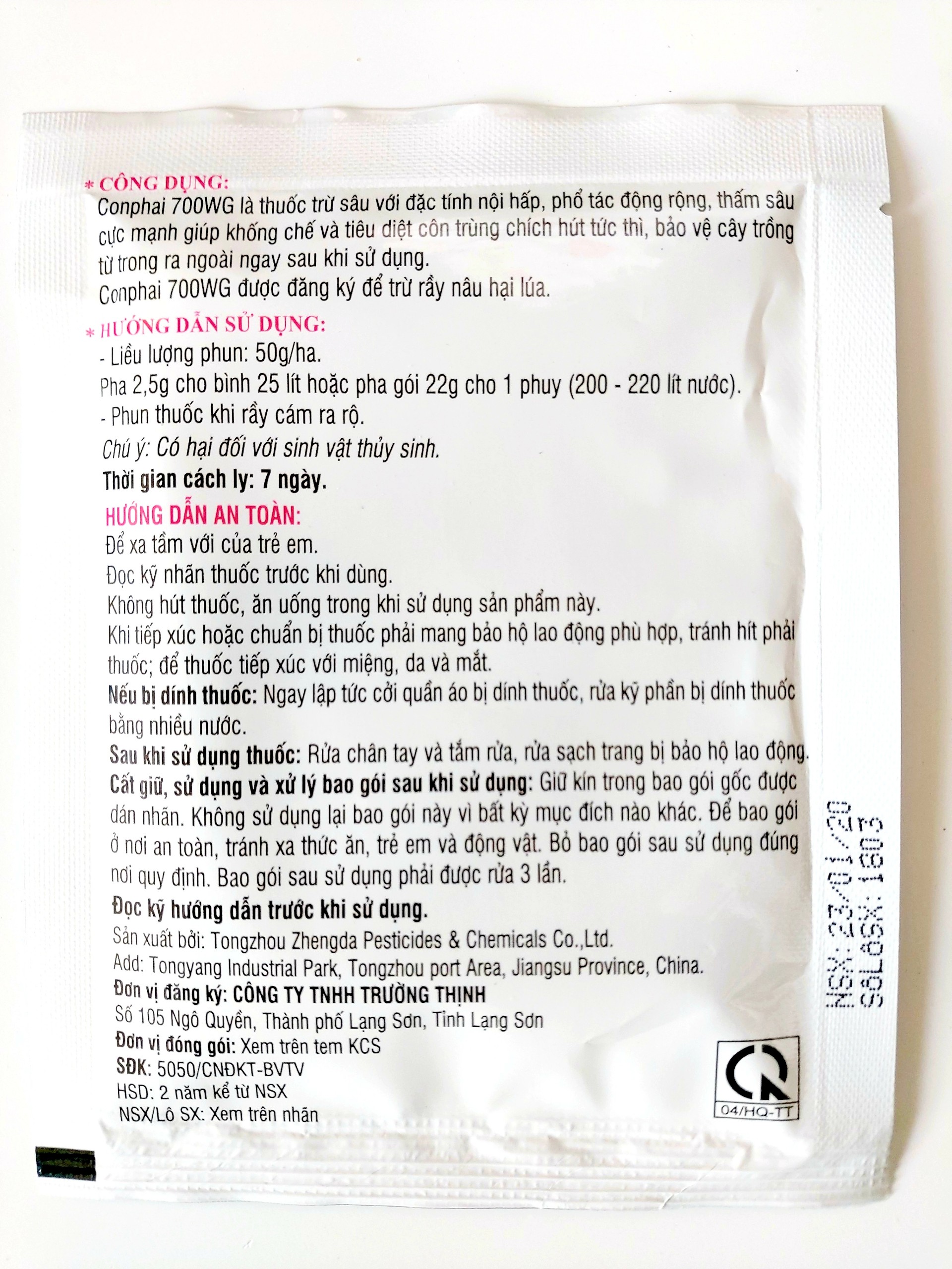 THUỐC TRỪ SÂU RẦY CONPHAI 700WG