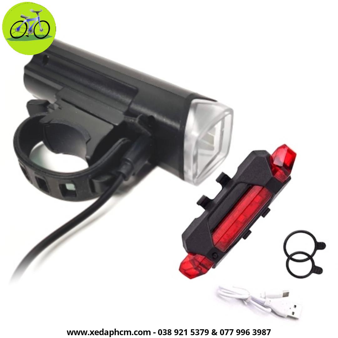 [HCM]COMBO đèn xe đạp trước sau Led siêu sáng có sạc USB