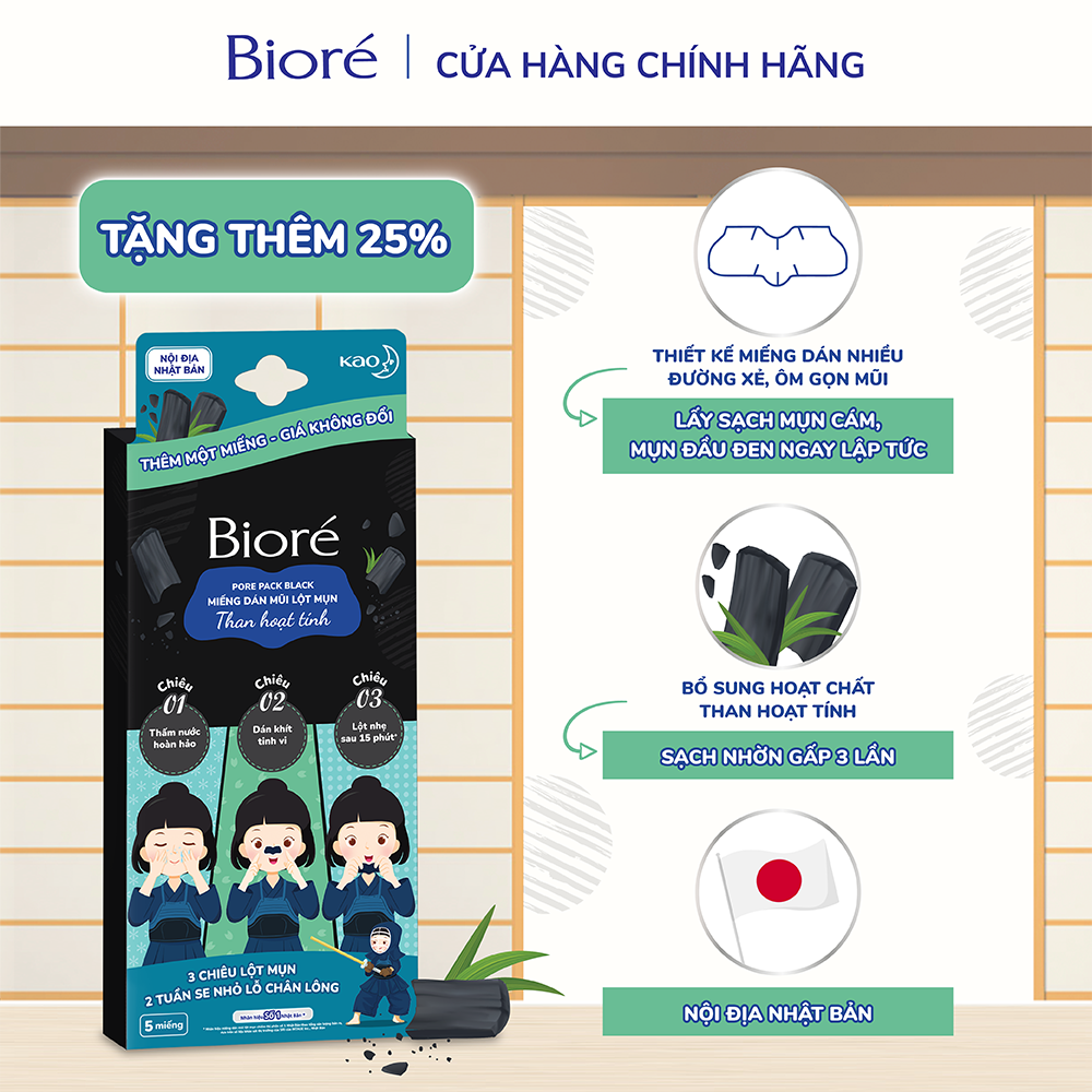 (Chọn Hương) Combo 3 Hộp Miếng Dán Lột Mụn Mũi Biore Pore Pack (5 miếng/hộp)