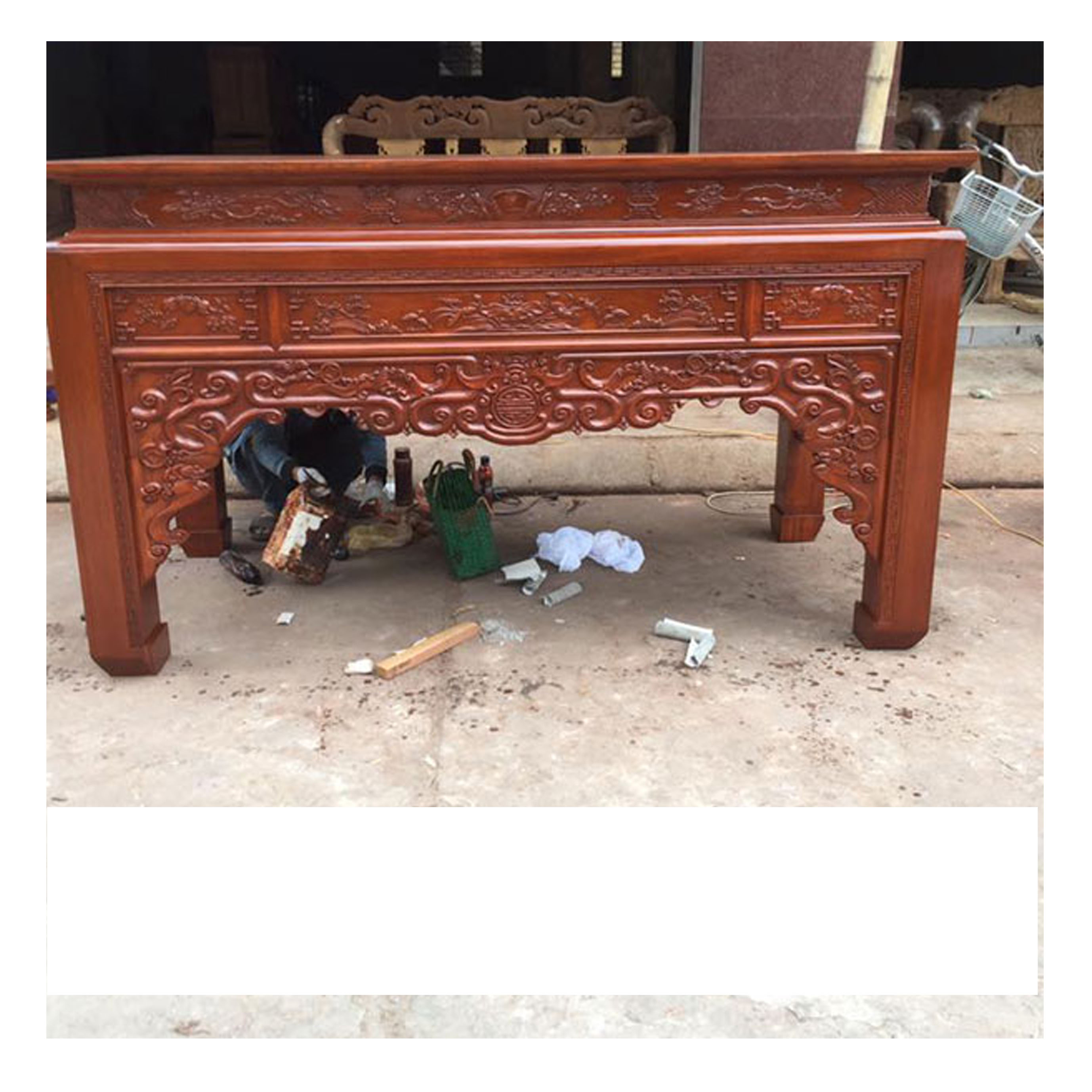 Án Gian Thờ Gỗ tràm , Sập thờ đục ngũ phúc,