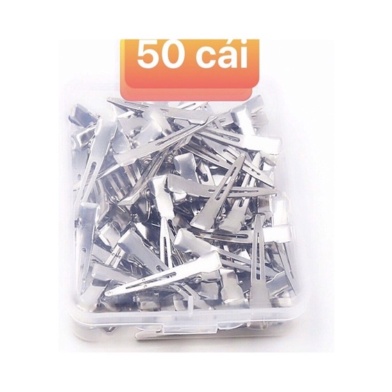 Kẹp sóng nước mini kẹp mỏ vịt 50 chiếc làm tóc bằng thép chống gỉ tặng hộp nhựa chứa kẹp_sskđh