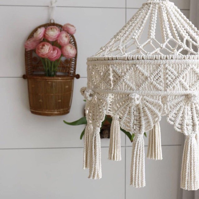 Đèn trần treo Macreme phong cách trang trí Boho.