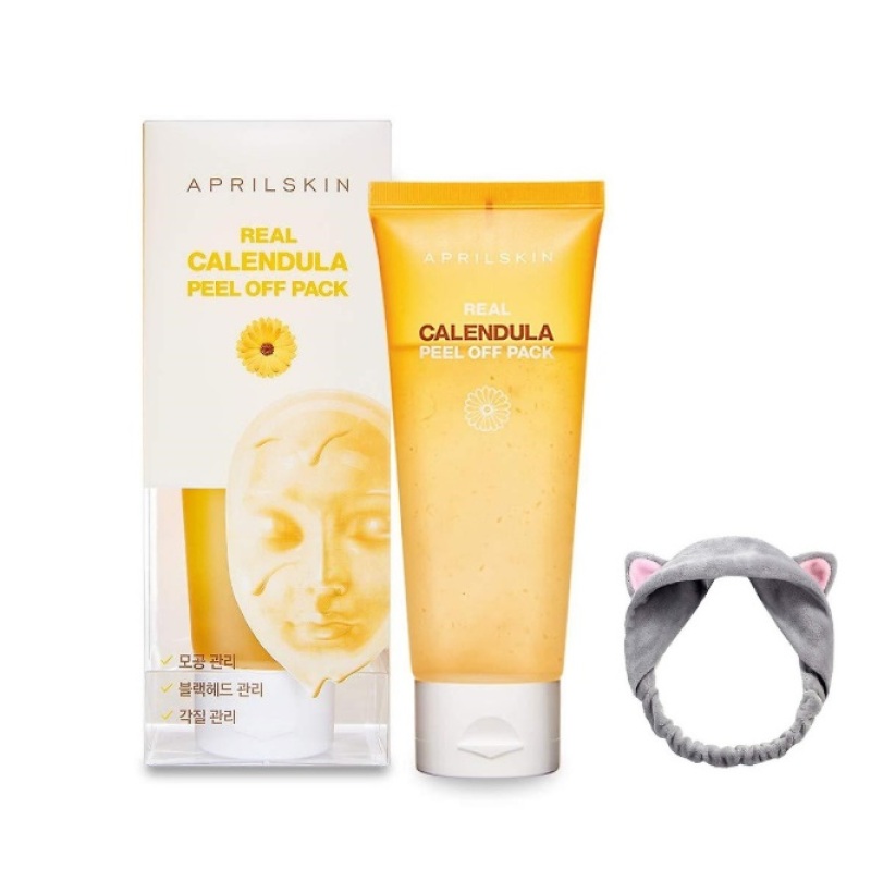 Mặt Nạ Lột Tẩy Tế Bào Chết APRIL SKIN Real Calendula Peel Off Pack 100g + Tặng kèm 1 băng đô tai mèo ( màu ngẫu nhiên) giá rẻ