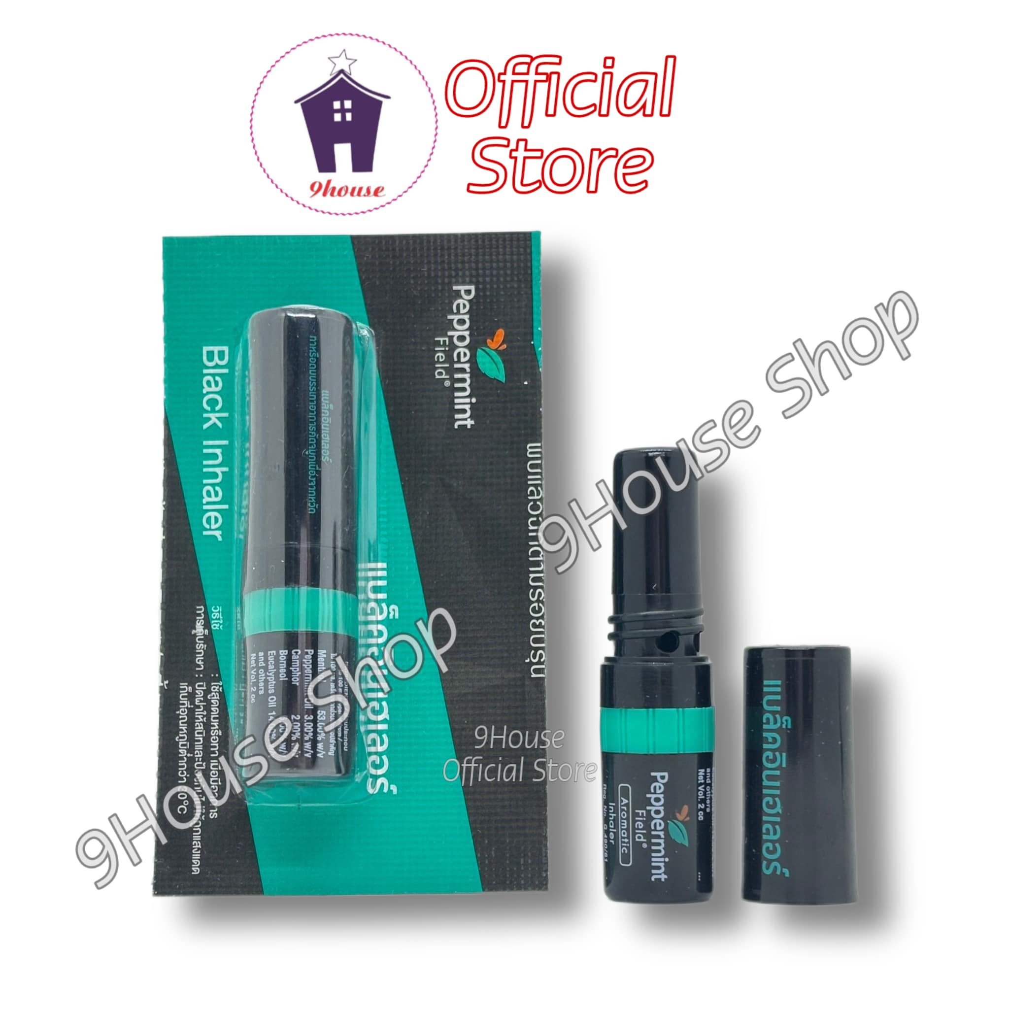 (Black) 01 Ống hít ĐEN 2 Đầu Black Inhaler Peppermint Thái Lan