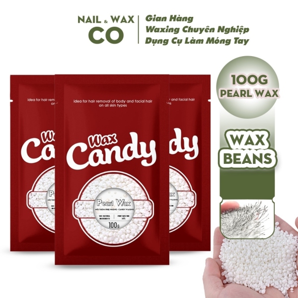 ♤▼๑  Sáp wax lông hard wax bean CANDYWAX trong suốt dừa dẻo wax lông thơm 100gram cao cấp
