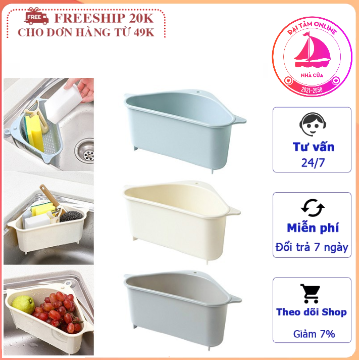 Kệ tam giác góc bồn rửa chén - giỏ lọc thức ăn thừa góc bồn rửa bát
